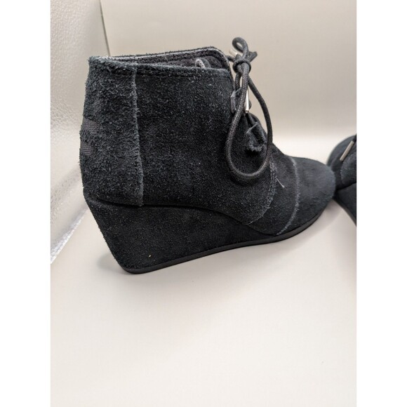 Toms Boots Womens Casual Desert Wedge Ankle Bootie Black Suede Lace Up Size 6 - Picture 7 of 12